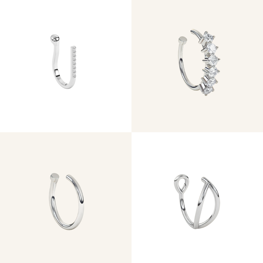 Gift box: 4 fake nose piercings