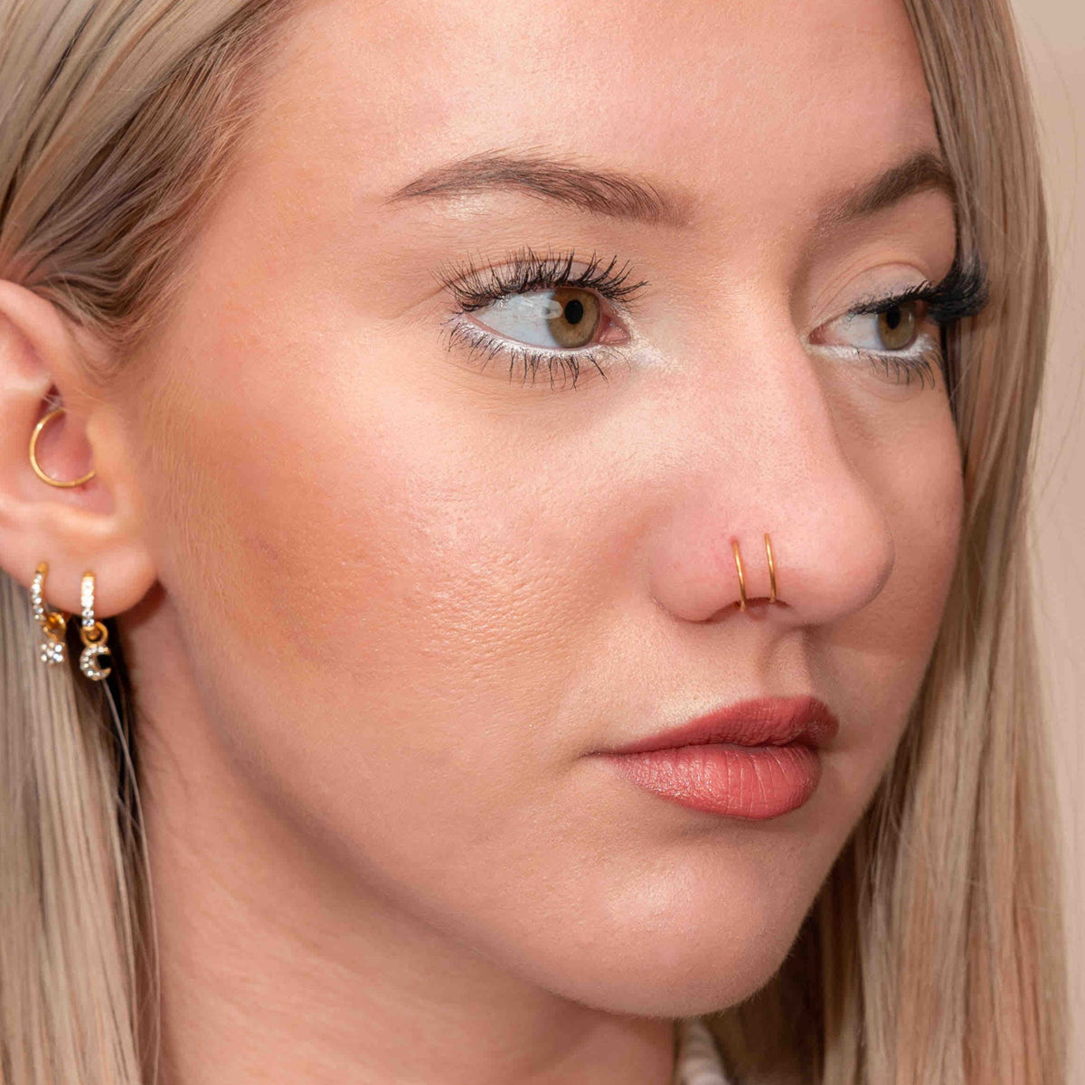double nose piercing 